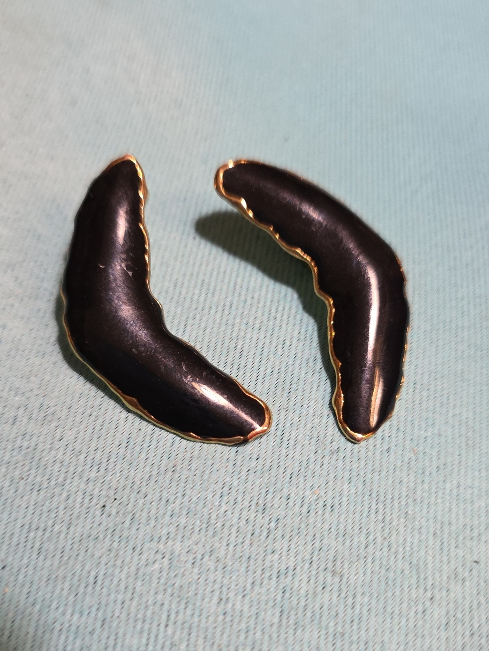 Black Gold-Trim Crescent Clip-On Earrings - Men's Accessories